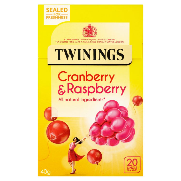 Twinings Cranberry & Raspberry 20 Single Tea Bags 40g (Case of 4)