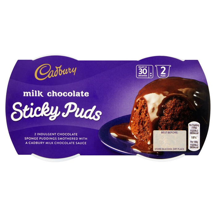 Cadbury Milk Chocolate Sticky Puds 2x95g (Case of 4)