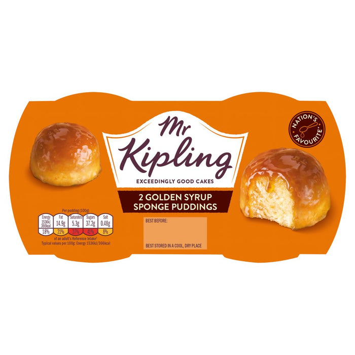 Mr Kipling Golden Syrup Sponge Puddings 2x95g (Case of 4)