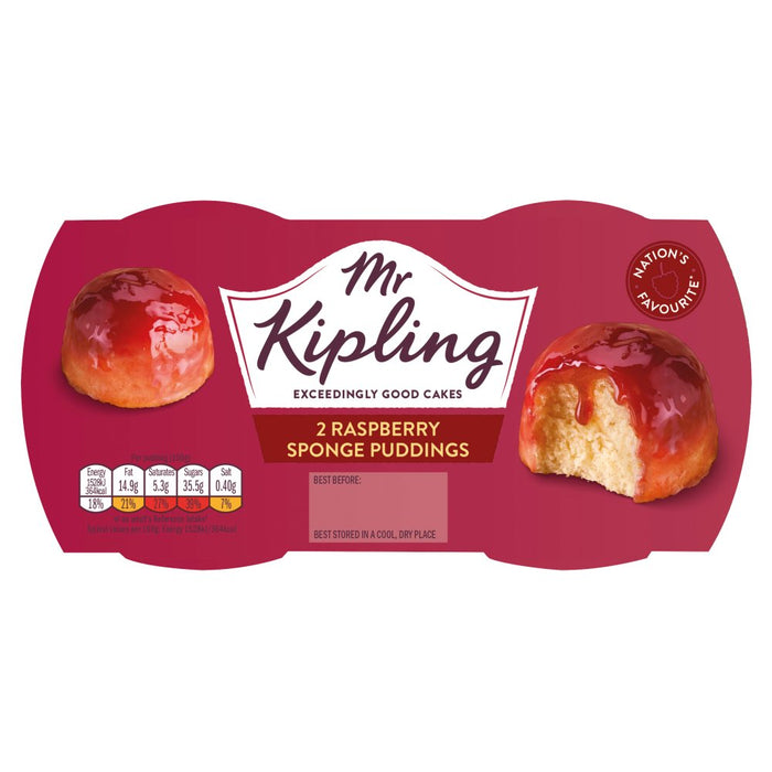Mr Kipling Raspberry Sponge Puddings 2x95g (Case of 4)