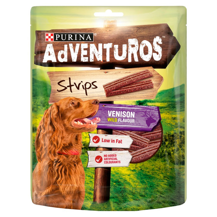 Adventuros Strips Dog Treat Venison Flavour, 90g (Case of 6)