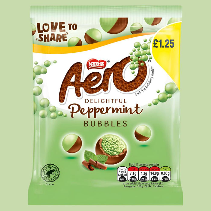 Aero Bubbles Peppermint Mint Chocolate Bag PMP 80g (Case of 12)