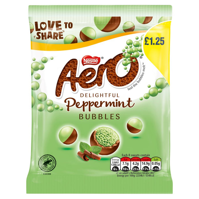 Aero Bubbles Peppermint Mint Chocolate Bag PMP 80g (Case of 12)