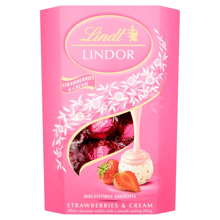 Lindt LINDOR Strawberries & Cream Chocolate Truffles 200g (Case of 8)
