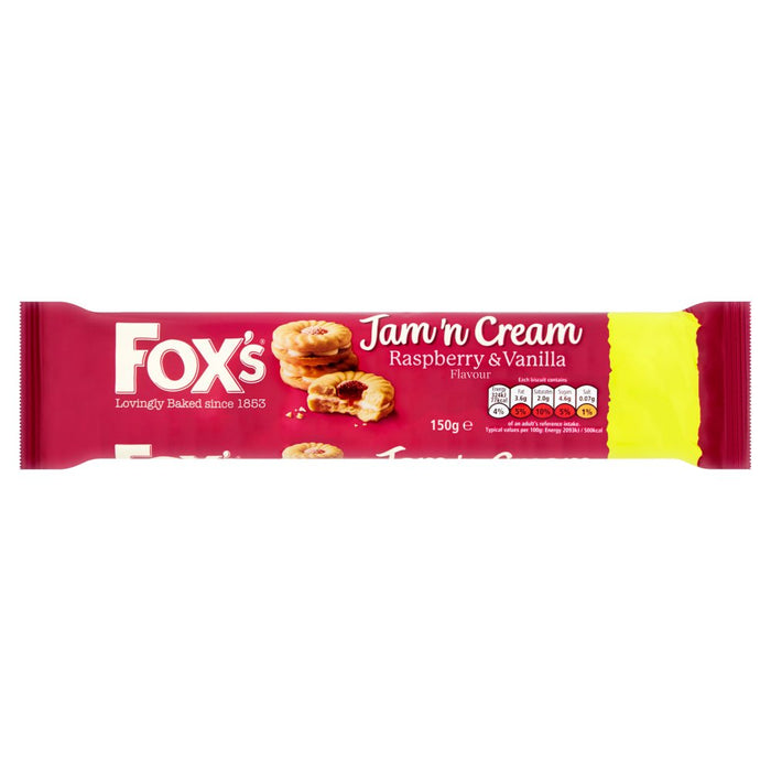 Fox's Jam 'n Cream Raspberry & Vanilla Flavour PMP 150g (Box of 12)