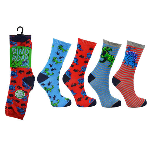 Dino Roar Childrens Novelty 3 Pairs Socks