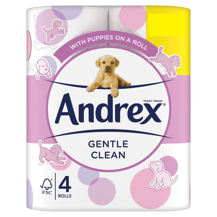 Andrex Gentle Clean Toilet Tissue, 4 Toilet Rolls