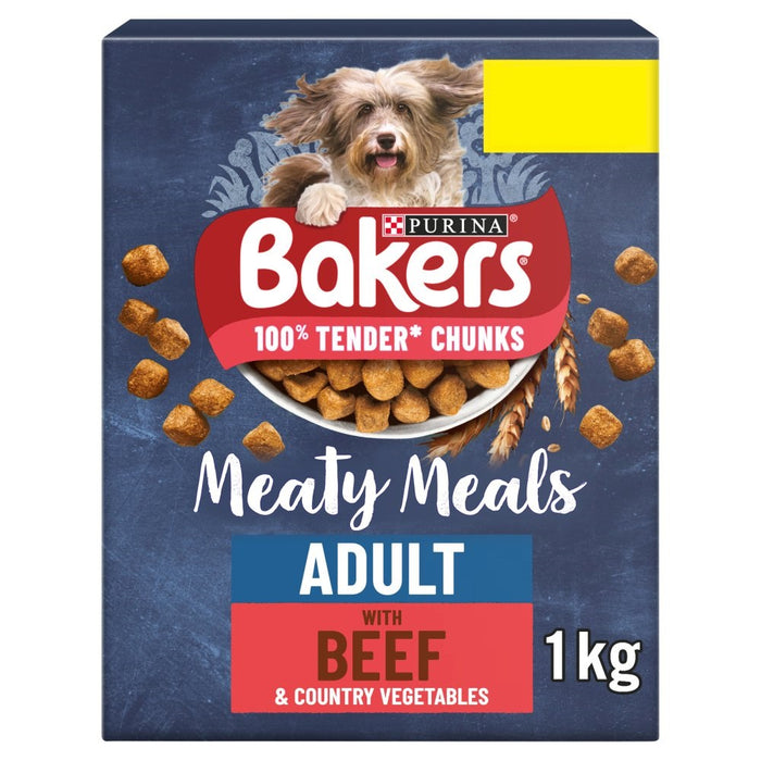 Bakers Meaty Meals Adult Tender Chunks with Tasty Beef PMP 1kg (Case of 5)