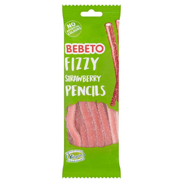 Bebeto Fizzy Strawberry Pencils 160g (Case of 12)