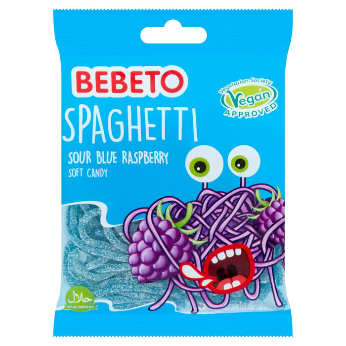 Bebeto Spaghetti Sour Blue Raspberry Soft Candy 70g (Case of 20)