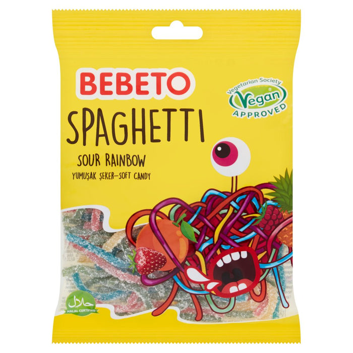 Bebeto Spaghetti Sour Rainbow Soft Candy 70g (Case of 20)