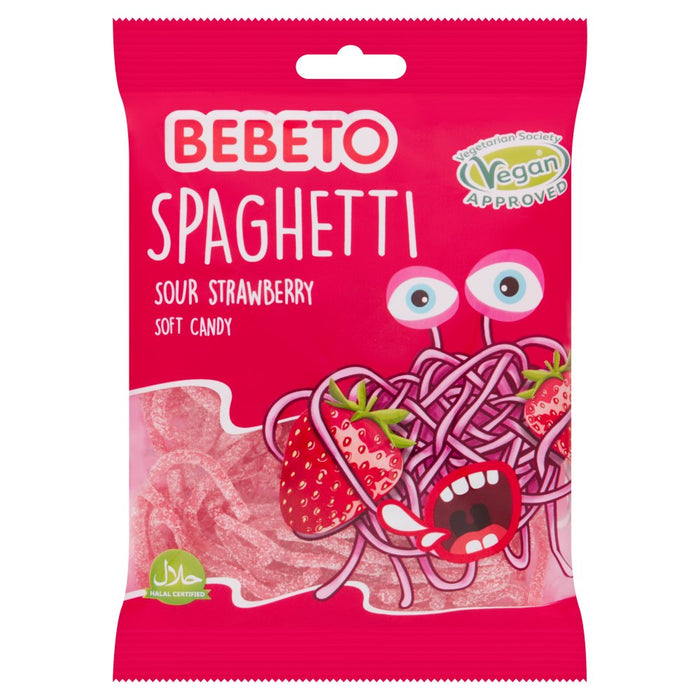 Bebeto Spaghetti Sour Strawberry Soft Candy 70g (Case of 20)