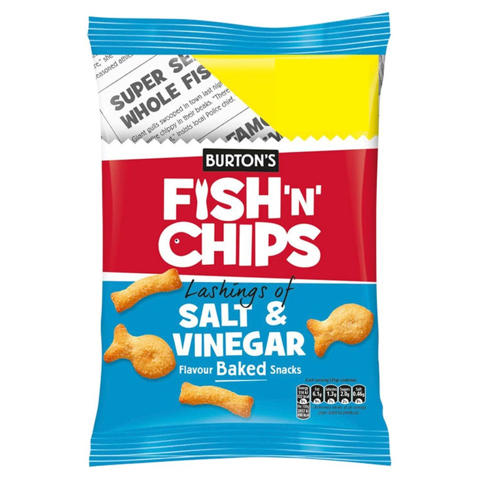 Burton's Fish'N' Chips Salt & Vinegar Flavour Baked Snacks PMP 125g (Case of 10)