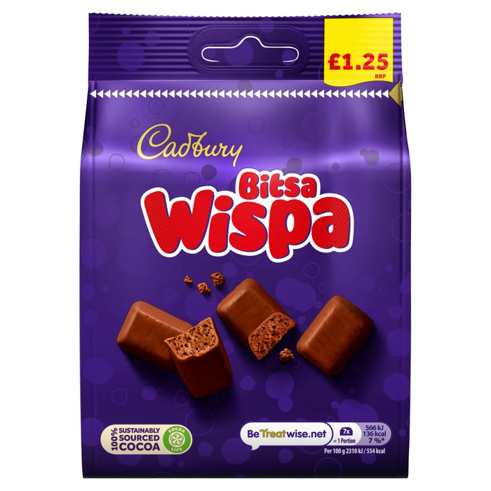 Cadbury Bitsa Wispa Chocolate Bag, 95g (Case of 10)