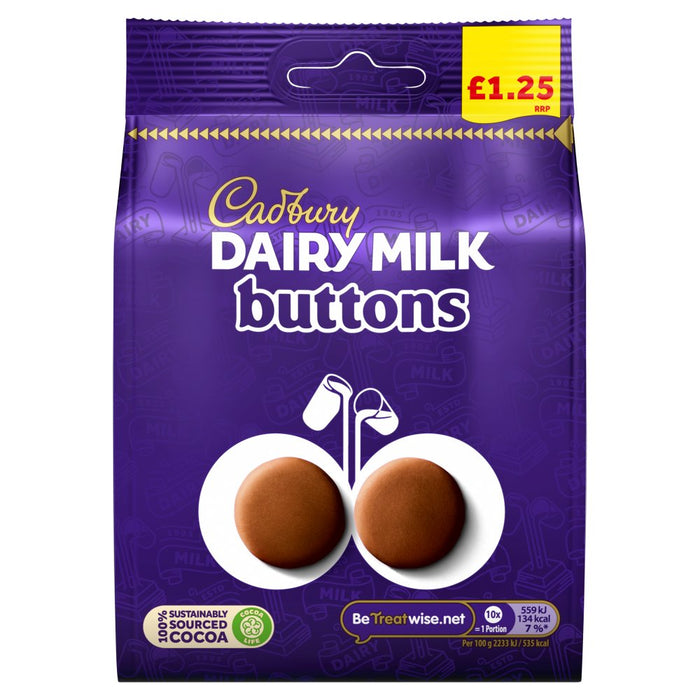 Cadbury Dairy Milk Buttons Chocolate Bag 95g (Case of 10)