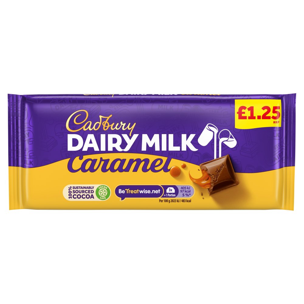 Cadbury Dairy Milk Caramel Chocolate Bar PMP 120g (Case of 16)