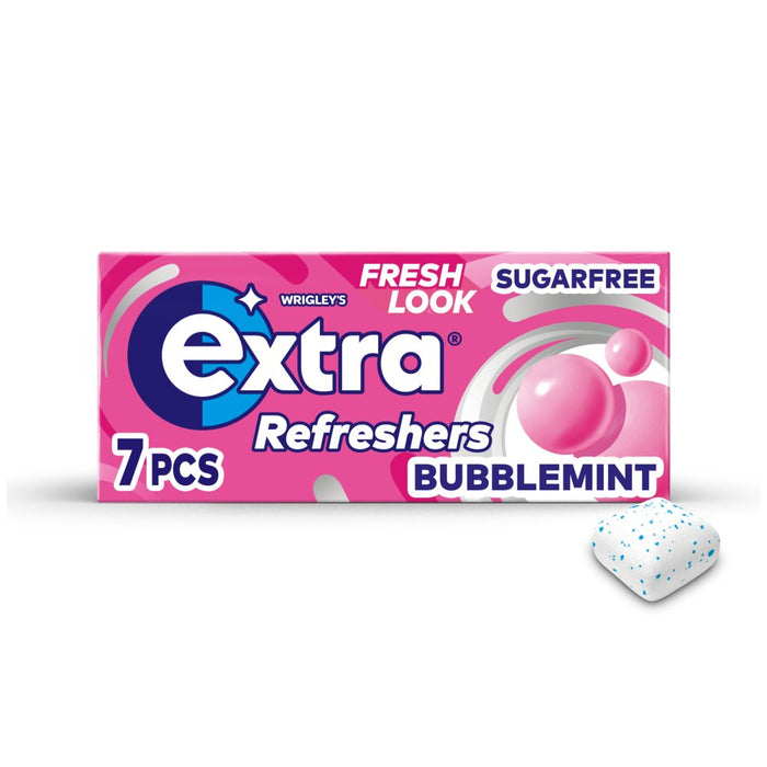 Extra Refreshers Bubblemint Sugar Free Chewing Gum Handy Box 7pcs (Case of 16)