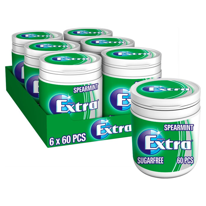 Extra Spearmint Chewing Gum Sugar Free Bottle 60 Pieces (Case of 6)