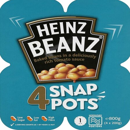 Heinz Beanz Snap Pots 4 x 200g (Total 800g)
