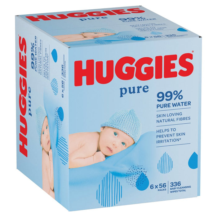 Huggies Pure Baby 56 Wipes PMP (6 Pack Total 336 Wipes)
