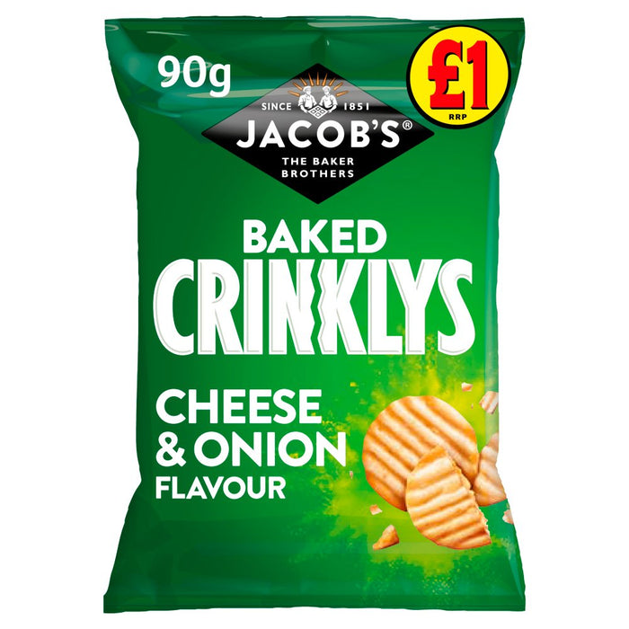 Jacob's Baked Crinklys Cheese & Onion Snacks 90g (Box of 15)