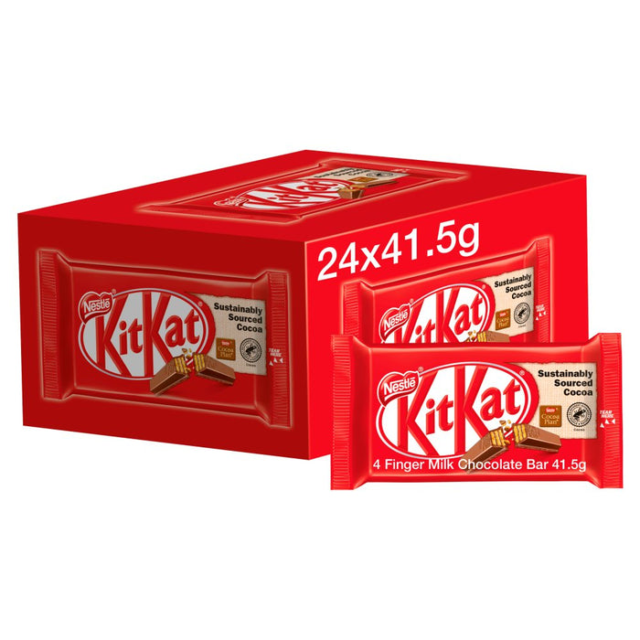 KITKAT 4 Finger Milk Chocolate Bar, 41.5g (Box of 24)