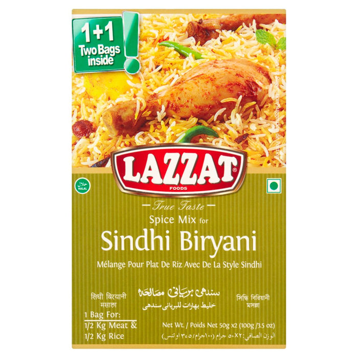 Lazzat Foods True Taste Spice Mix for Sindhi Biryani 100g (Case of 6)