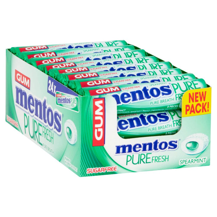 Mentos Gum Pure Fresh Spearmint 8 Pieces 15.5g (Box of 24)
