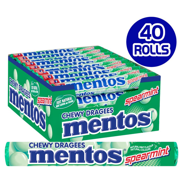 Mentos Spearmint Chewy Dragees 38g (Box of 40)