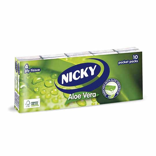 Nicky Aloe Vera Pocket Tissues (Pack of 10)