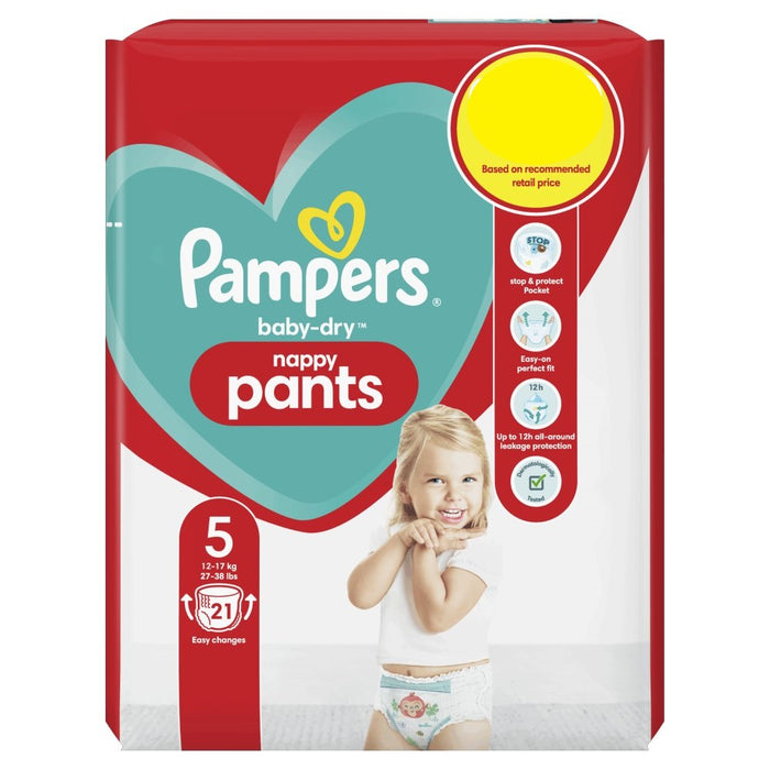 Pampers Baby-Dry Size 5, Pack of 4 x 23 Nappy Pants Total 92 Nappy Pants