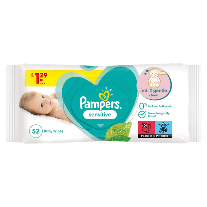 Pampers Sensitive Baby Wipes 1 Pack = 52 Wipes (Pack of 12 = Total 624 Wipes)