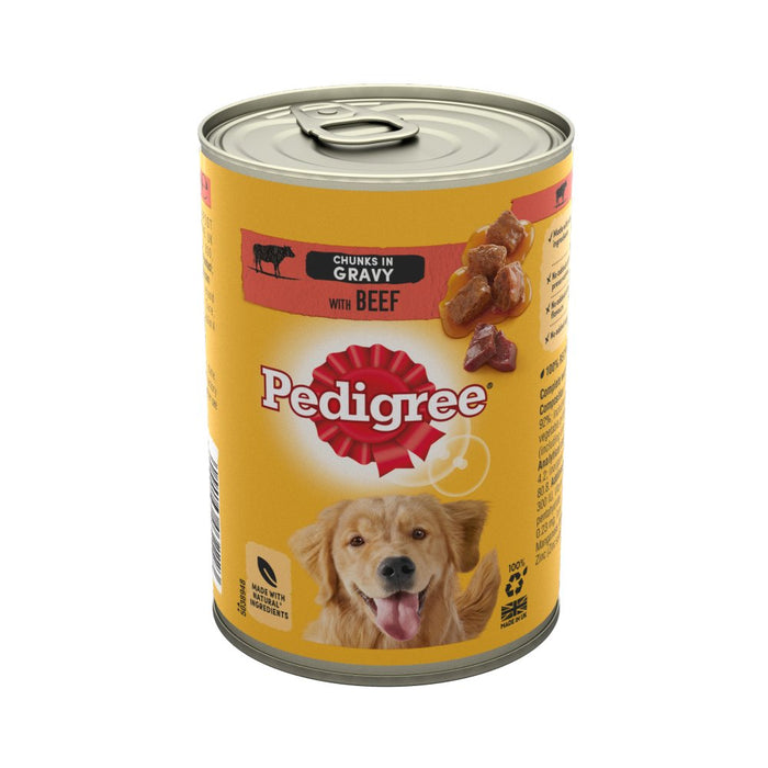 Pedigree Adult Wet Dog Food Tin Beef in Gravy 400g (Case of 12)