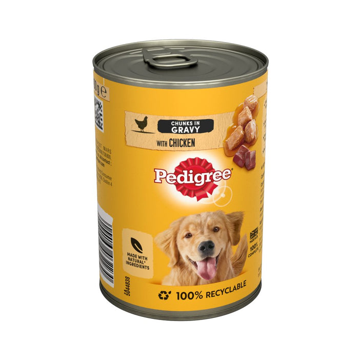 Pedigree Adult Wet Dog Food Tin Chicken in Gravy 400g (Case of 12)