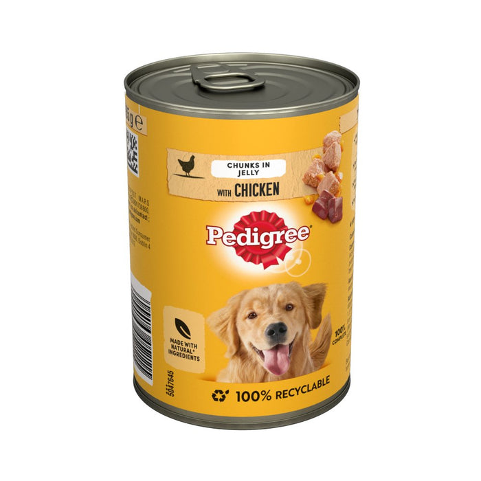Pedigree Adult Wet Dog Food Tin Chicken in Jelly 385g (Case of 12)