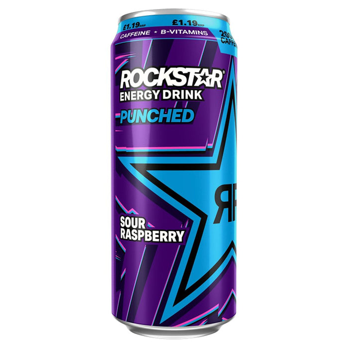 Rockstar Punched Energy Drink Sour Raspberry, 500ml (Case of 12)
