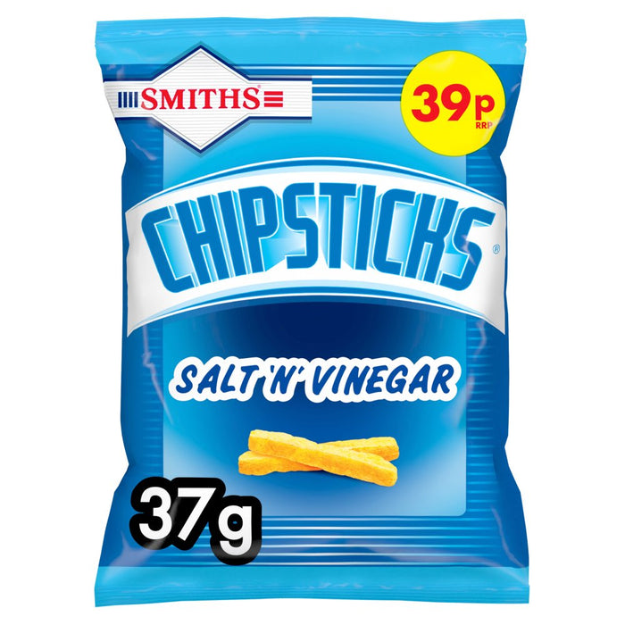 Smiths Chipsticks Salt & Vinegar Snacks Crisps 37g (Box of 30 ...