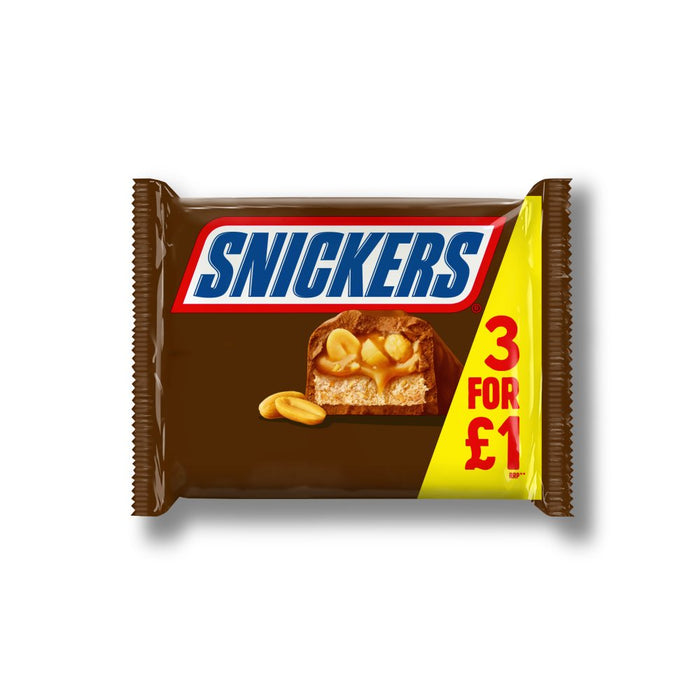 Snickers Chocolate Bars Multipack 3 x 41.7g (Box of 22)