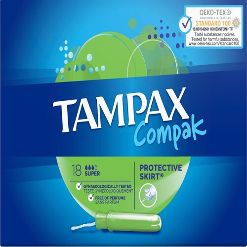 Tampax Compak Super Tampons With Applicator X 18pk (Case of 6)