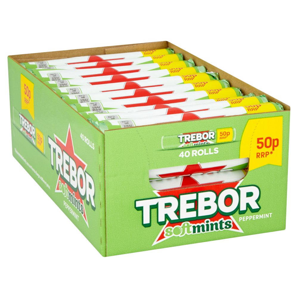 Trebor Softmints Peppermint Mints Roll, 44.9g (Box of 40) — BritishGram.com