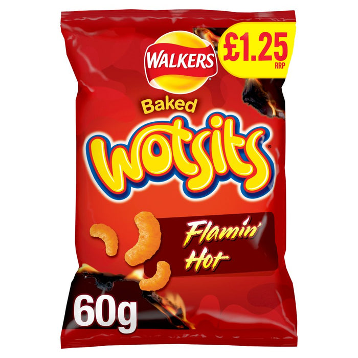 Walkers Baked Wotsits Flamin' Hot Snacks Crisps 60g (Box of 15)