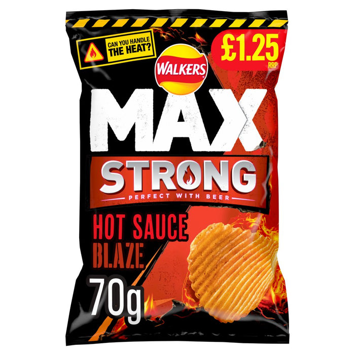 Walkers Max Strong Hot Sauce Blaze Crisps 70g (Box of 15)