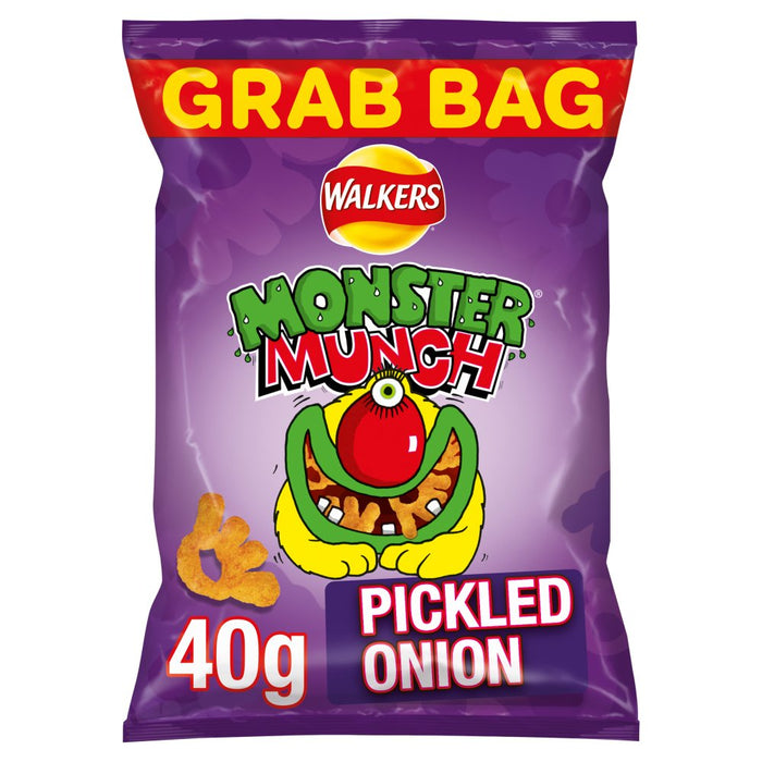 Walkers Monster Munch Pickled Onion Snacks, 40g (Box of 30)