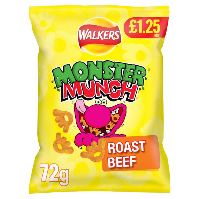 Walkers Monster Munch Roast Beef Snacks, 72g (Box of 15)