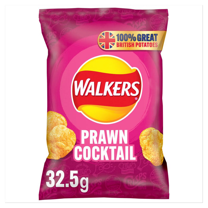 Walkers Prawn Cocktail Crisps, 32.5g (Box of 32)