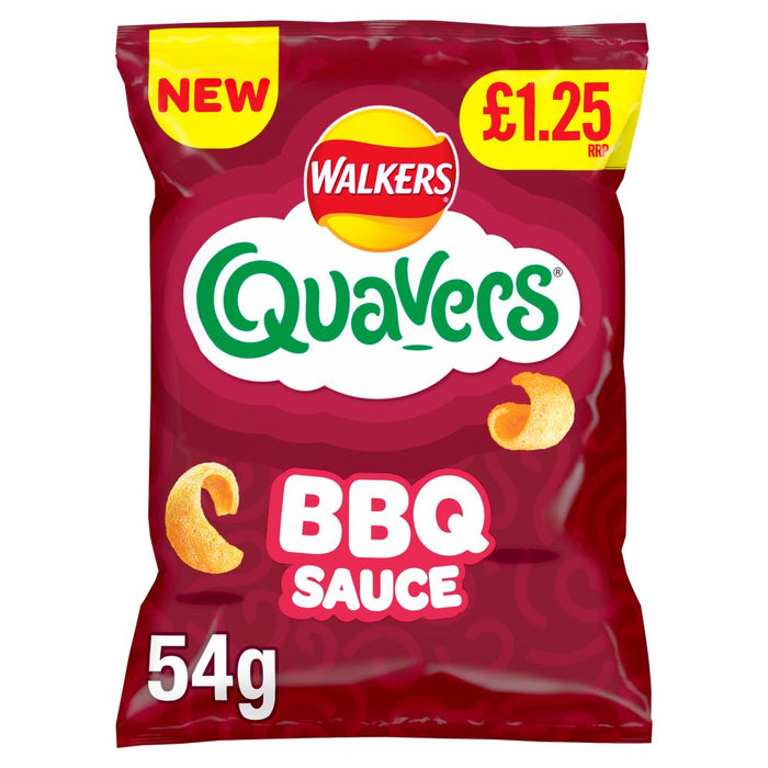 Walkers Quavers BBQ Sauce Snacks Crisps PMP 54g (Box of 18)