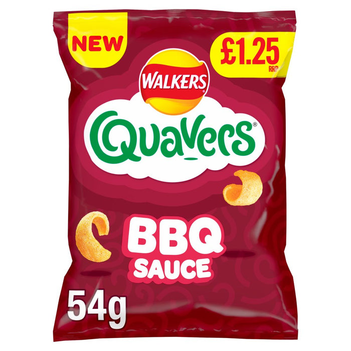 Walkers Quavers BBQ Sauce Snacks Crisps PMP 54g (Box of 18) —