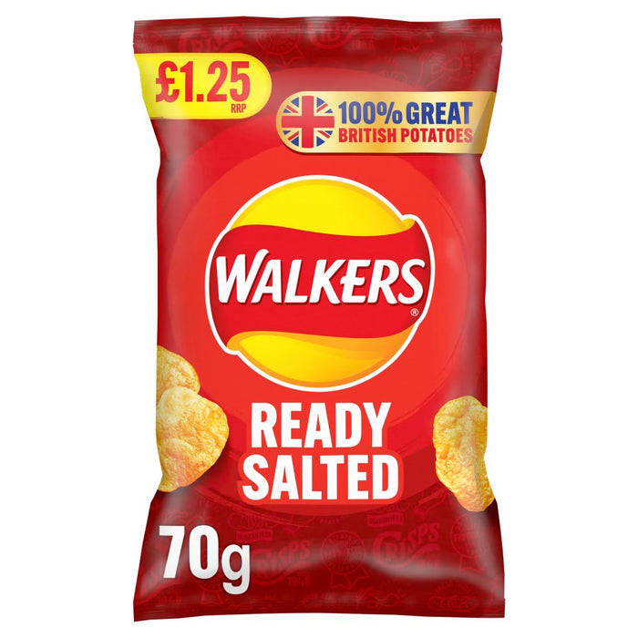 Walkers Ready Salted Crisps, 70g (Box of 15)