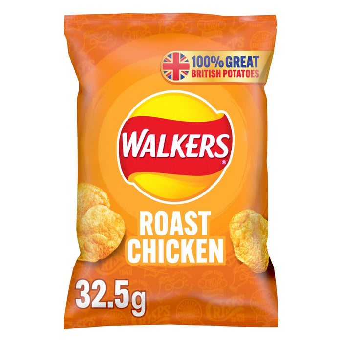 Walkers Roast Chicken Crisps, 32.5g (Box of 32)