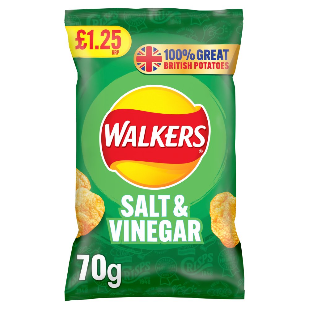 Walkers Salt & Vinegar Crisps, 70g (Box of 15) —